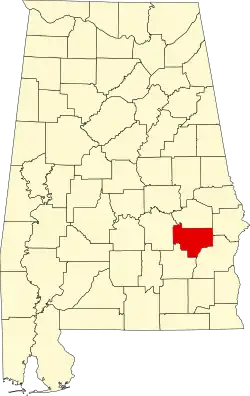 State map highlighting Bullock County