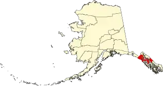 State map highlighting Hoonah–Angoon Census Area