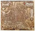 Map of Amsterdam, 1625, pasted and painted, version from University of Amsterdam