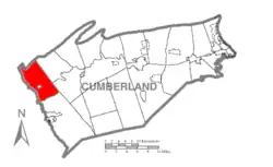 Map of Cumberland County, Pennsylvania highlighting Hopewell Township