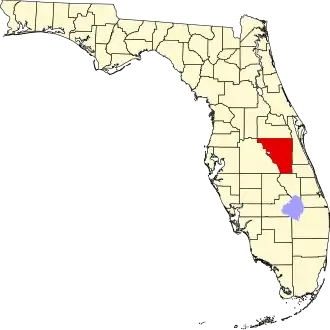 A state map highlighting Osceola County in the middle part of the state. It is large in size.