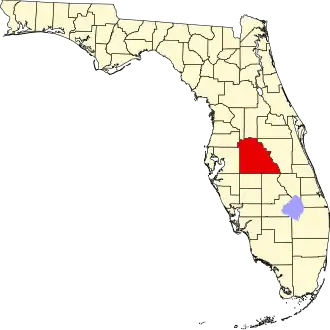 A state map highlighting Polk County in the middle part of the state. It is large in size.