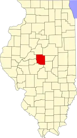 Map of Illinois highlighting Logan County