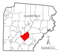 Map of Clearfield County, Pennsylvania highlighting Knox Township