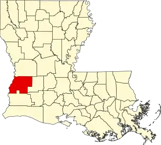 Map of Louisiana highlighting Beauregard Parish