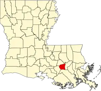State map highlighting St. James Parish