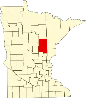 State map highlighting Aitkin County
