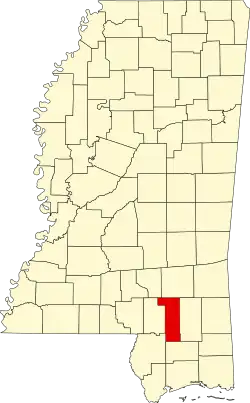 Map of Mississippi highlighting Forrest County