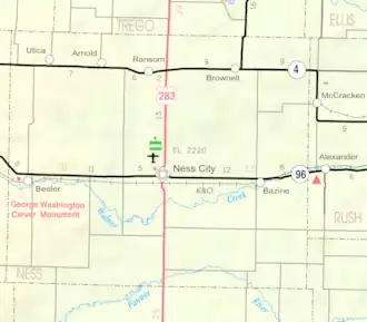 KDOT map of Ness County (legend)