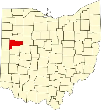 Map of Ohio highlighting Auglaize County