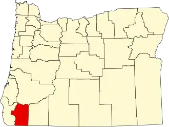 State map highlighting Josephine County