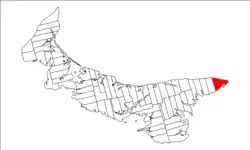 Map of Prince Edward Island highlighting Lot 47