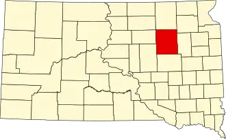 Map of South Dakota highlighting Spink County