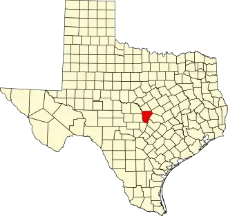 State map highlighting Burnet County