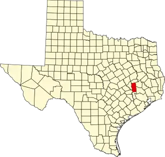 State map highlighting Grimes County