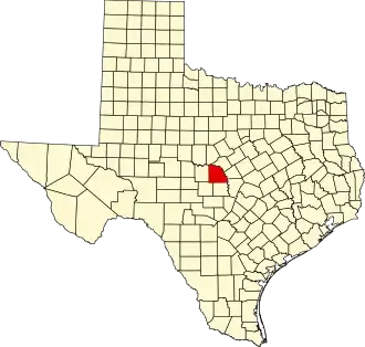 State map highlighting San Saba County