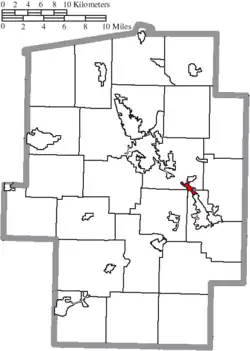 Location of Midvale in Tuscarawas County