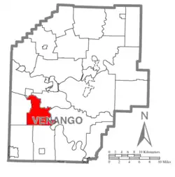 Map of Venango County, Pennsylvania highlighting Victory Township