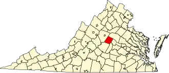 State map highlighting Fluvanna County