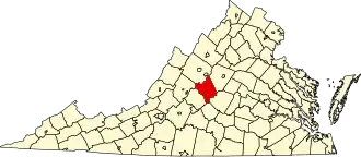 State map highlighting Nelson County