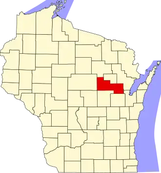 State map highlighting Shawano County