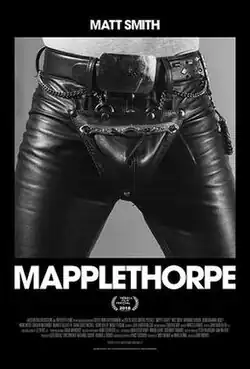 Film poster showing Matt Smith as Robert Mapplethorpe in black-and-white