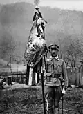 1914 Standard-bearer Marek with a banner donated by the Hungarians.