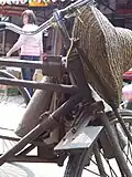 Improvised spoon brake on a Chinese cargo tricycle