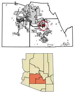 Location in Maricopa and Pinal counties