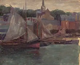 Bateaux à quai, Trouville-sur-Mer, 1920, collection Ucciani.