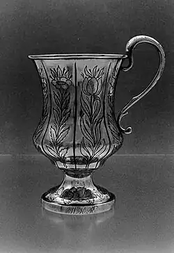 Silver cup by Marquand and Company (1838). In the collection of the Yale University Art Gallery.