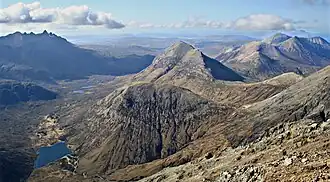The Red Cuillin, with the Black Cuillin in the distance