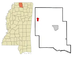 Location in Marshall County and the state of Mississippi