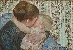 Mary Cassatt, Mother and Child (The Goodnight Hug), 1880, pastel on paper, 42 × 61&nbsp;cm, private collection.