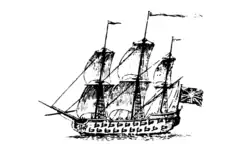 Commanded by Tyng - Massachusetts (frigate), Flagship for Siege of Louisbourg, 1745[7]