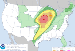 Convective outlook outlining a moderate risk over the north-central United States