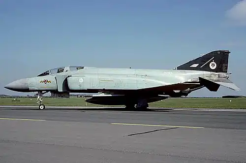 F.3: 20 in (51 cm) telescopic nosewheel oleo; nose radome not hinged; narrower and longer exhausts; narrower air intakes; shallower rear fuselage; RWR fairings on wing leading edges; no RWR installation on tail