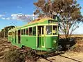 Adelaide-built Melbourne W2 class tram no.&nbsp;294, built 1924, on the museum's tram line towards the St Kilda Playground terminus