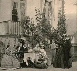 Israel Melchior: Family gathering at Rolighed in 1867 with Hans Christian Andersen (third from left)