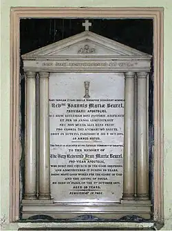 Memorial plaque to Father Jean-Marie Beurel.