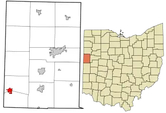 Location of Fort Recovery in Mercer County and of Mercer County in Ohio