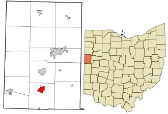 Location in Mercer County and the state of Ohio.