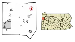 Location of New Lebanon in Mercer County, Pennsylvania.