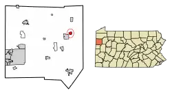 Location of Sandy Lake in Mercer County, Pennsylvania.