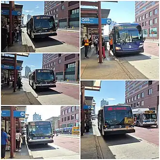 Several buses at Jamaica Center on June 30, 2025.