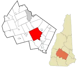 Location in Merrimack County and the state of New Hampshire