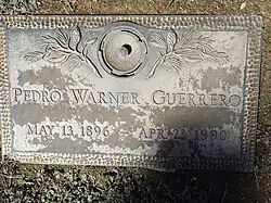 Grave site of Pedro Warner Guerrero (1896–1995), Block #643.