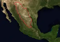 Rough location of the Mexican Plateau
