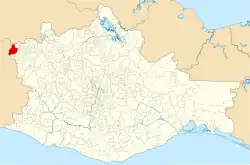 Location of the municipality in Oaxaca