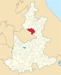 Location of the municipality in Puebla